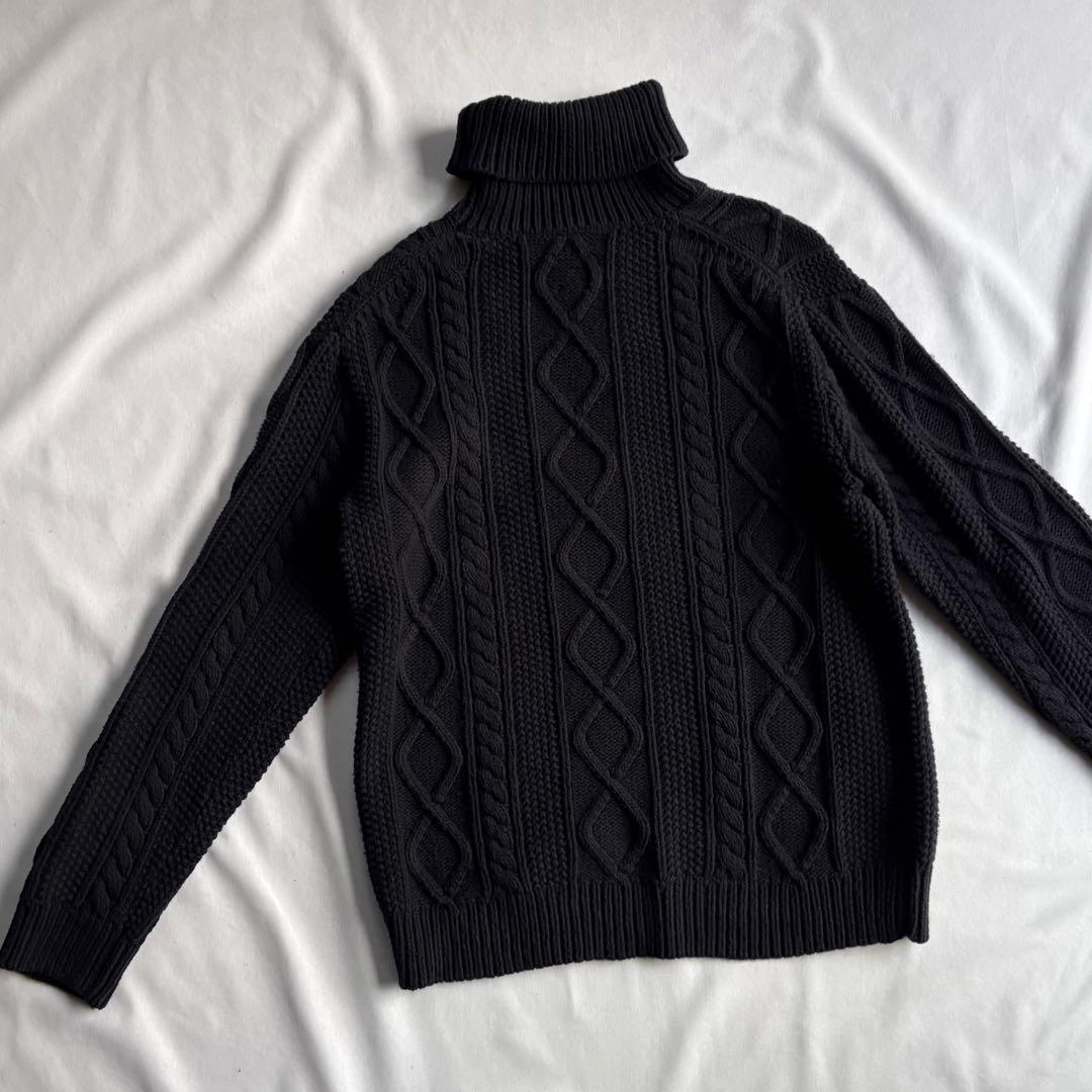 トップス 00s OLD GAP aran pattern cotton knit BLK