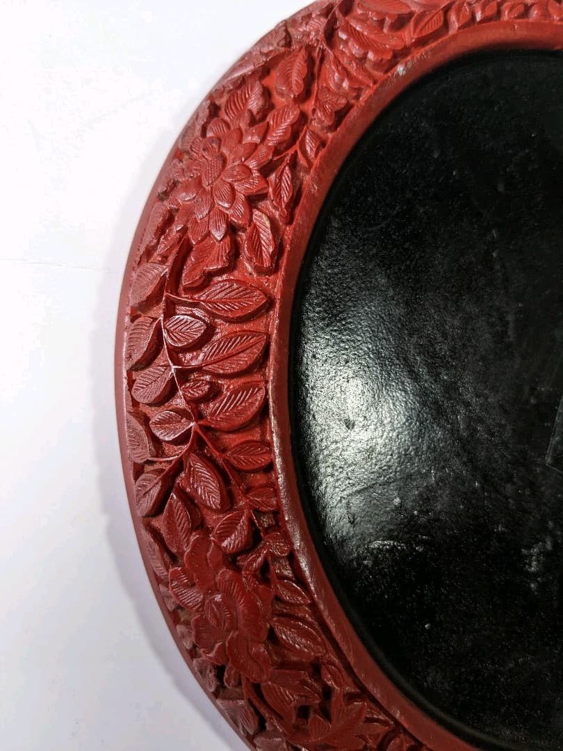 ♦古玩 大明嘉靖年 堆朱 彫漆 盆 盤 中国伝統美術工芸品 漆器 漆芸 骨董品