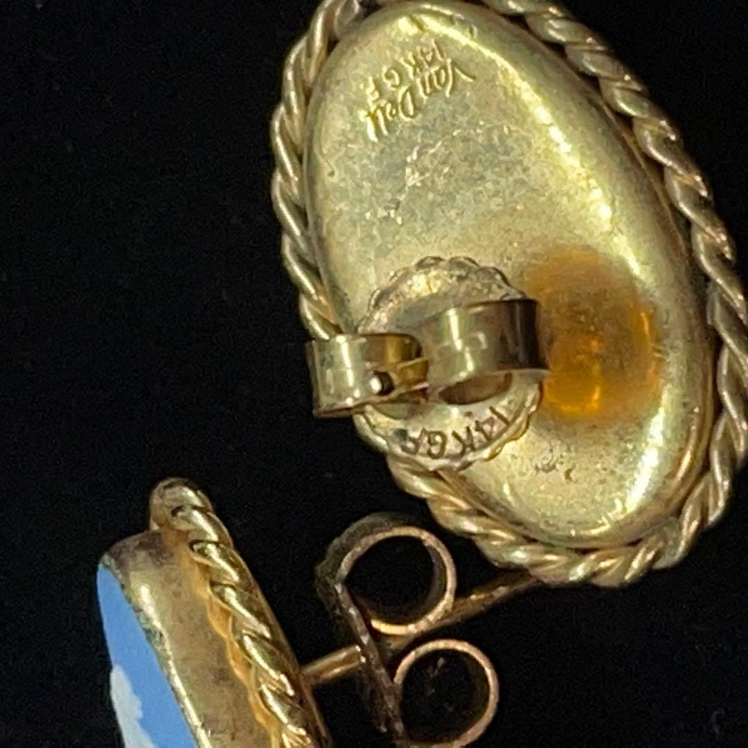 3638 ウェッジウッド ジャスパー ピアス ブローチ ペンダント K14GF