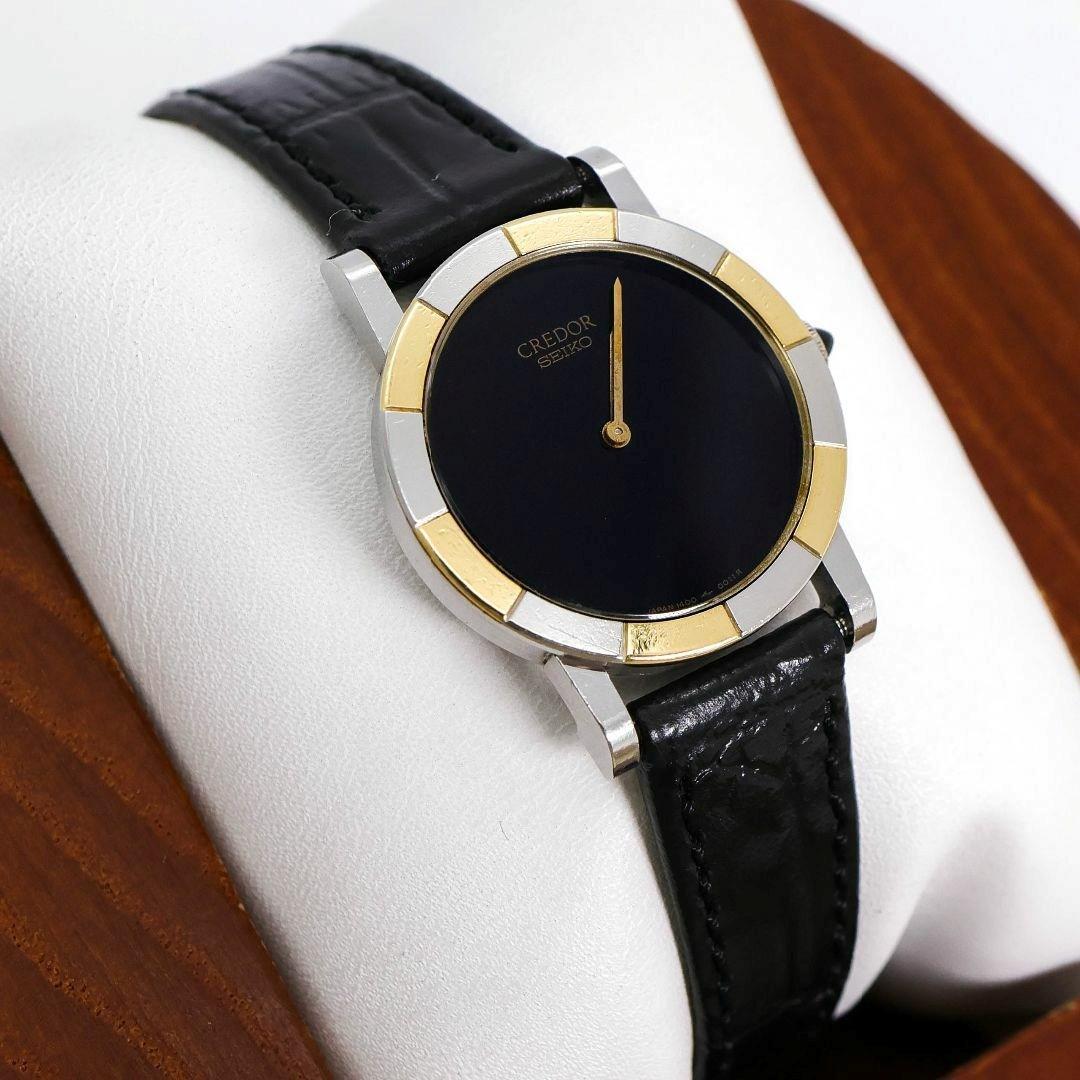 稼働 SEIKO CREDOR 腕時計 1400 ブラック文字盤 1386