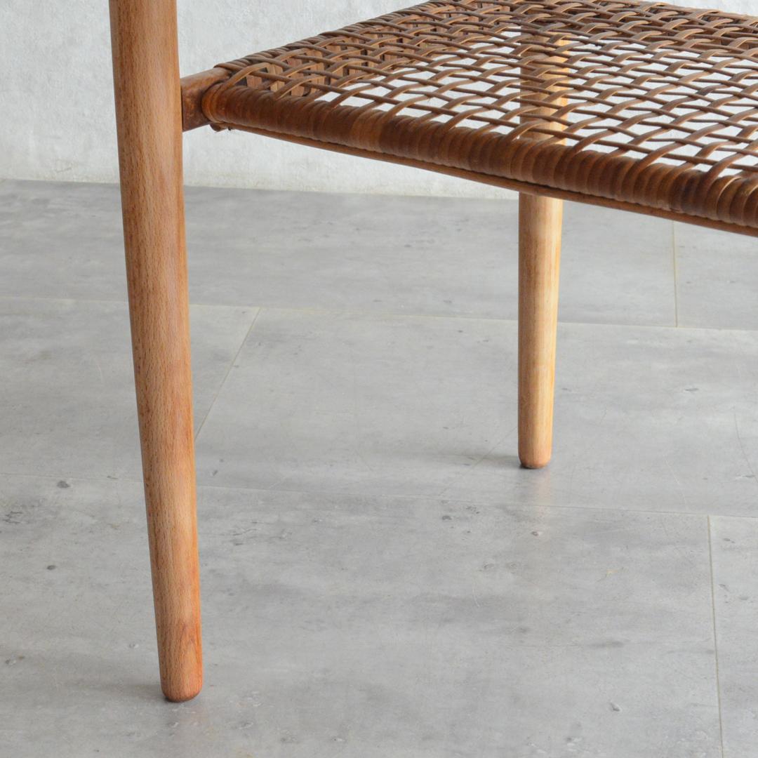 デンマーク 北欧ヴィンテージ サイドテーブル ローズウッド 北欧家具 ラタン棚付