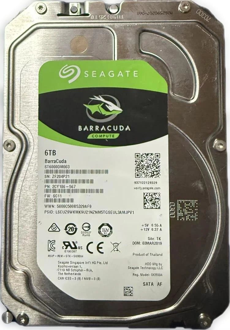 外付けハードディスク・ドライブ Seagate Barracuda 6TB HDD 011501