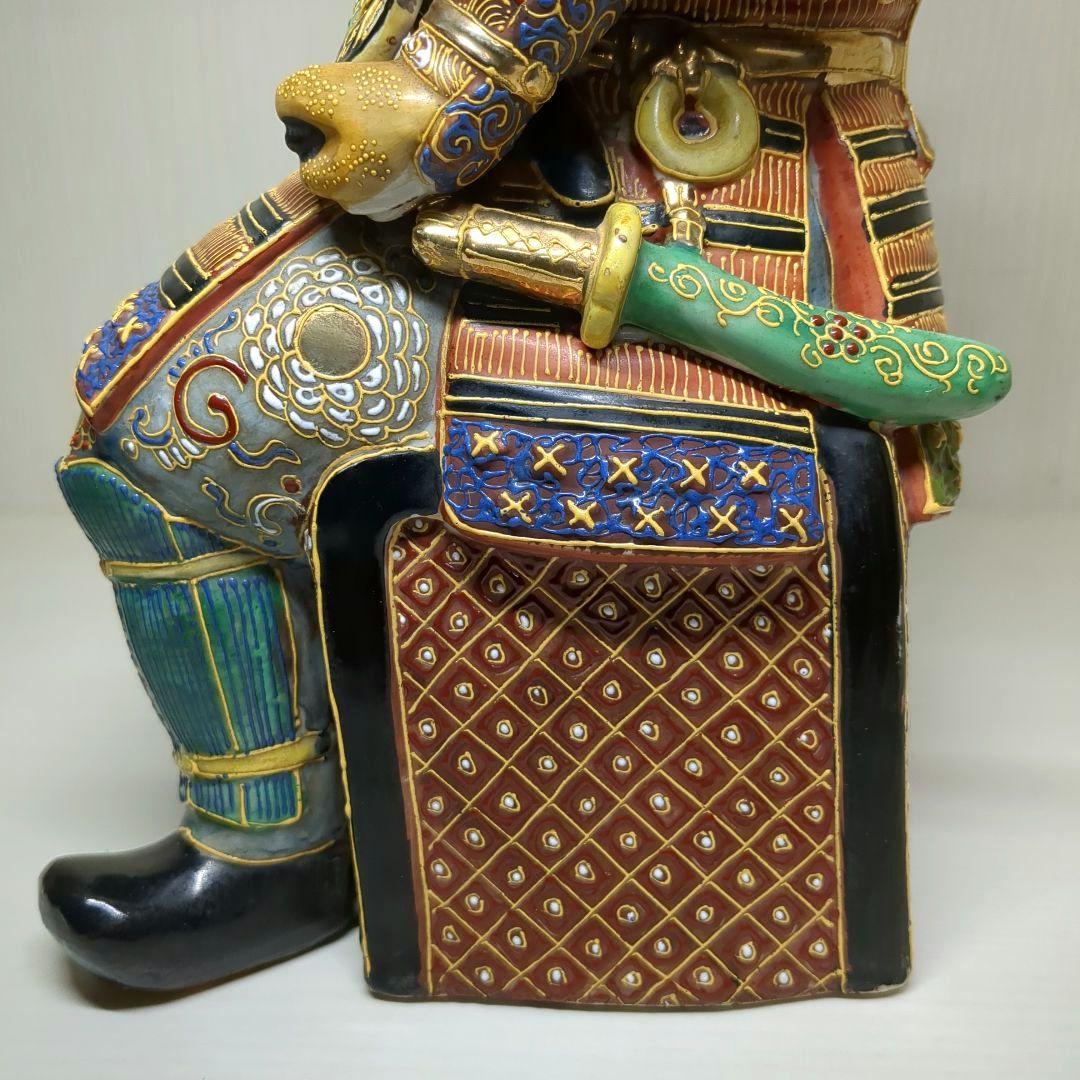 九谷焼　骨董　鎧武者　戦国武将　武士　高さ約３１センチ