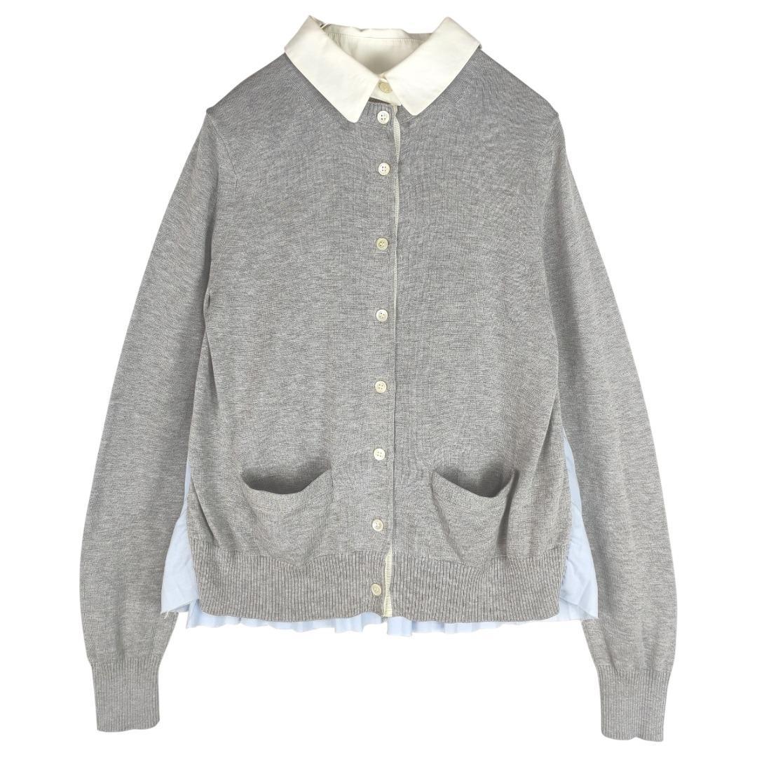 サカイ ドッキング カーディガン ブラウス バックプリーツ ニット 切替 1