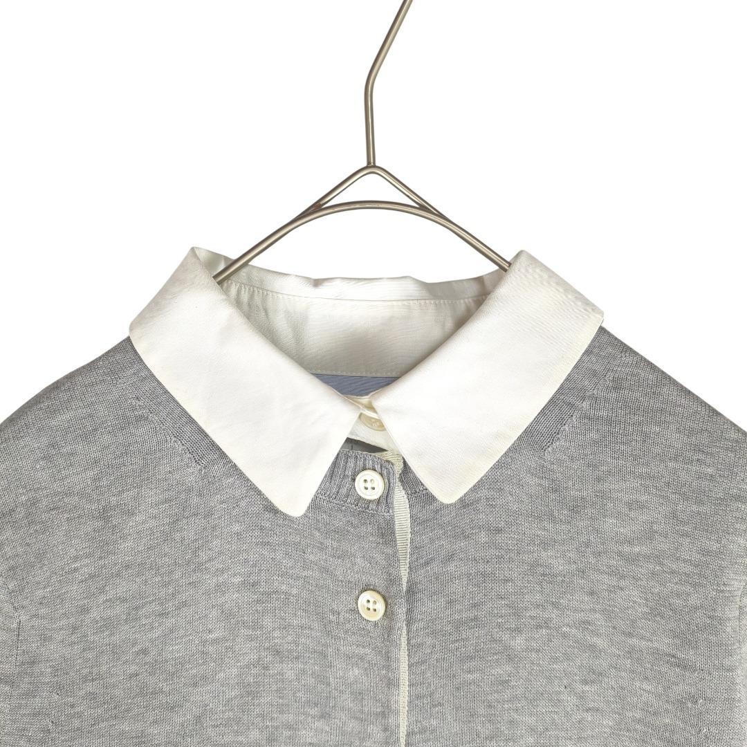 サカイ ドッキング カーディガン ブラウス バックプリーツ ニット 切替 1