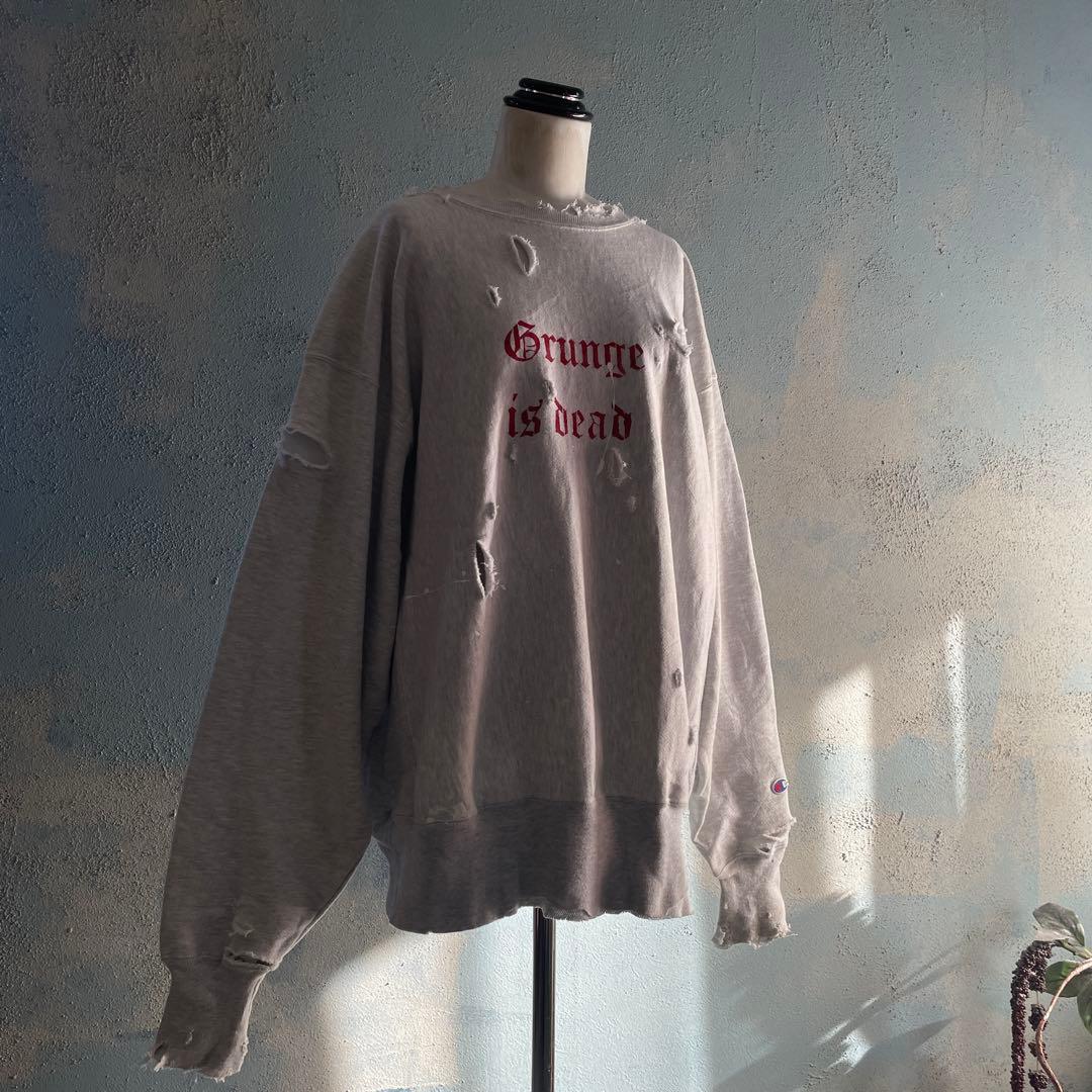 90's grunge is dead“ペイント“杢”XL“boro sweat