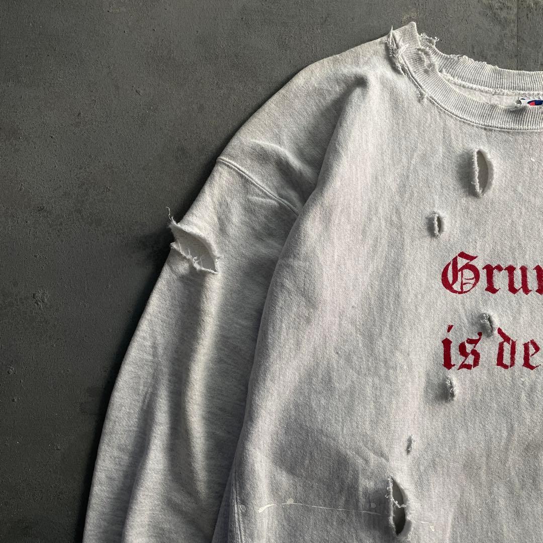 90's grunge is dead“ペイント“杢”XL“boro sweat