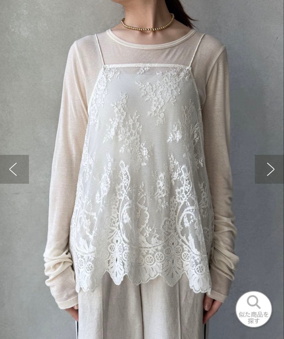 DOU DOU スカラレースキャミ　ホワイト　Freeサイズ