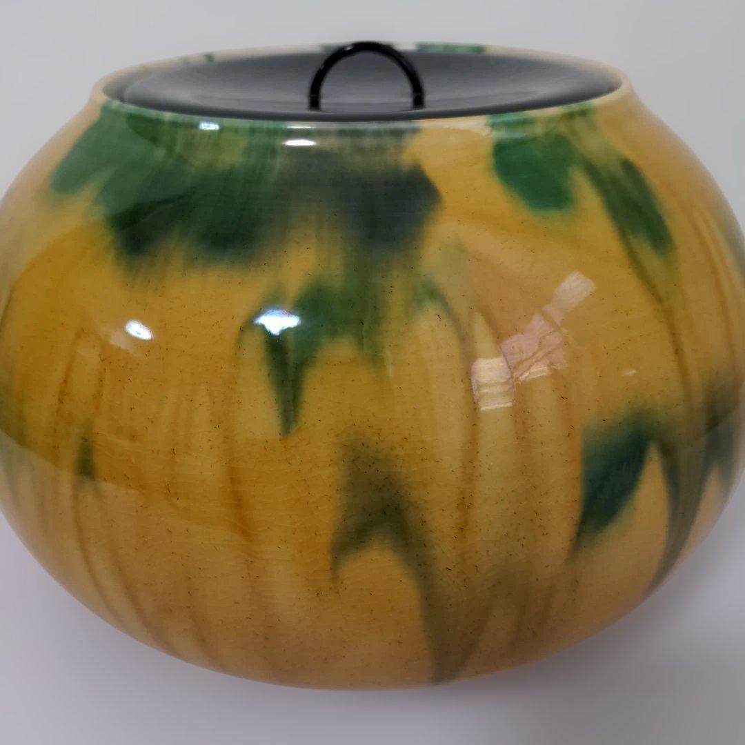 【超美品】五代 中村秋塘 作 九谷焼「三彩」 水差　茶道具