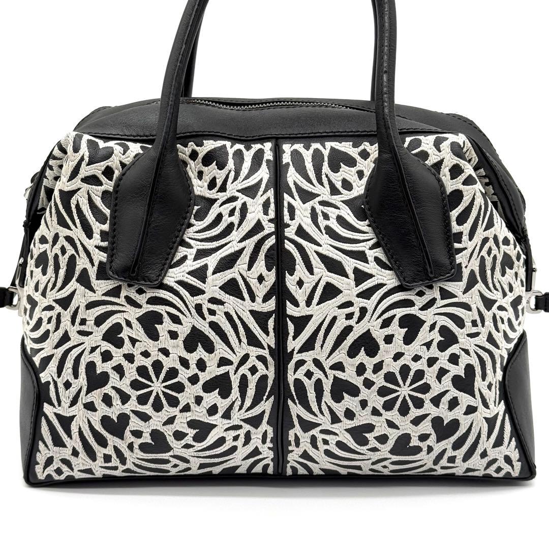 TOD'S トッズ Dスタイリング 刺繡 レザー 本革 2way ハンド バッグ