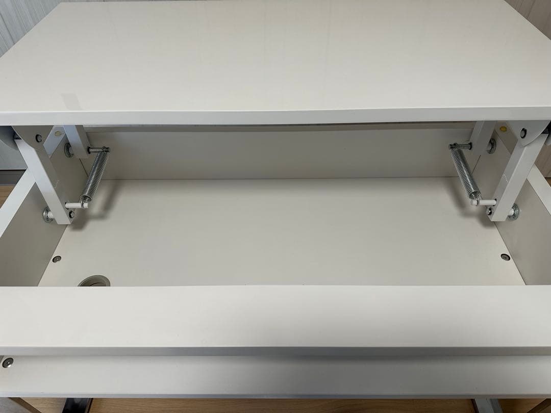 【直接引取-3000円】dinosディノス 昇降式ローテーブル ホワイト収納付き