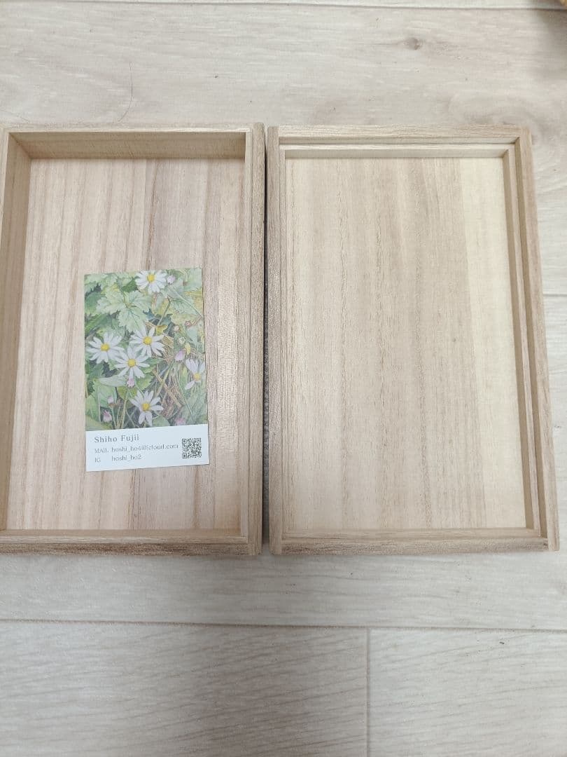 蓮の花 桐の木製ボックス Shiho Fujii 約19×12.2×4cm