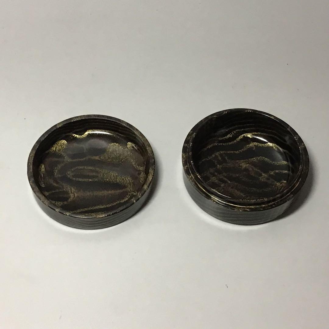 タモ斑杢#玉杢黒漆染め　木目沈金　ミニ食蘢