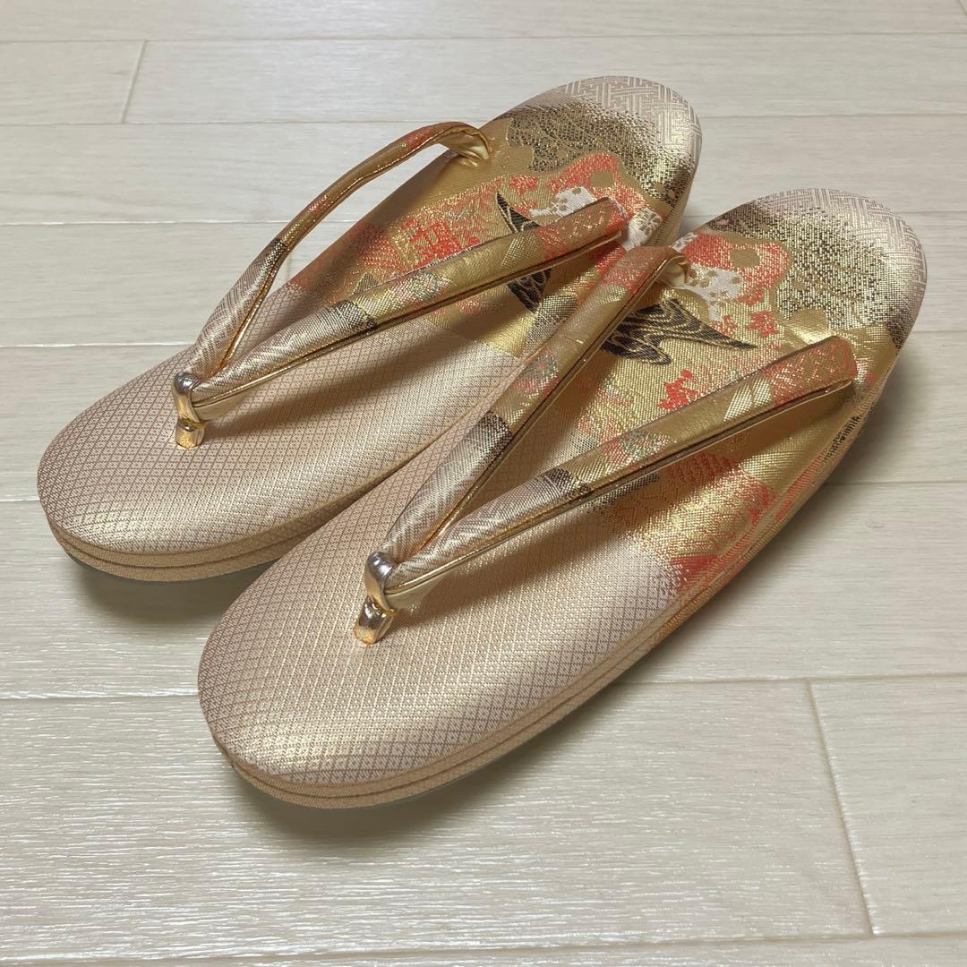 《未使用》佐賀錦　草履バッグセット　ゴールド　Lサイズ