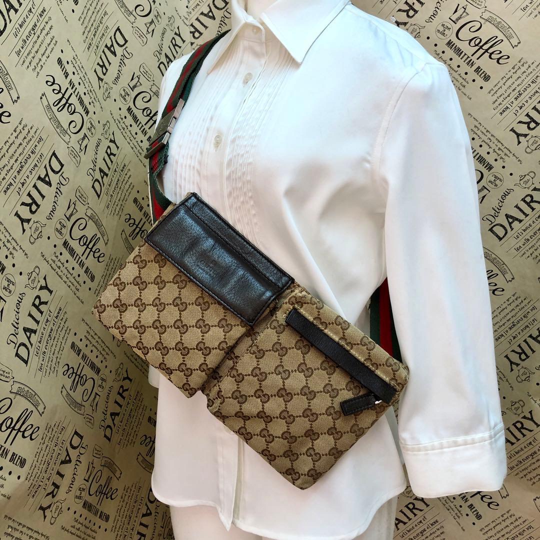 グッチ GG柄 シェリーライン ボティー バッグ キャンバス S3124