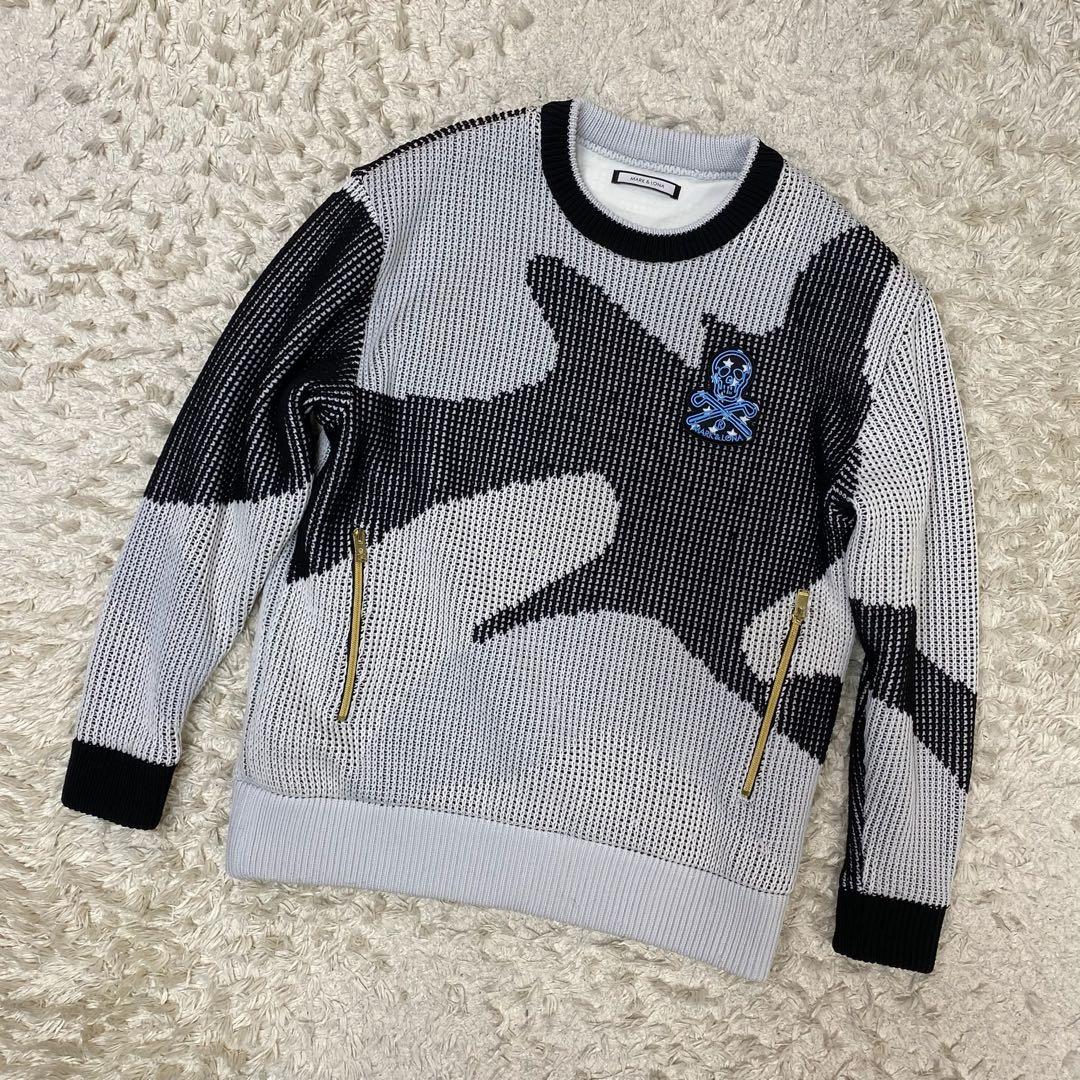 マークアンドロナ 裏地付 ニットセーター グレー系 ゴルフウェア 48