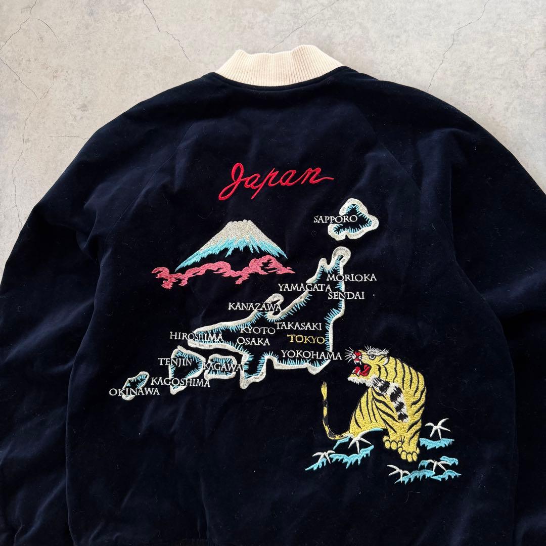 新品未使用 スカジャン ベロア ehka sopo ネイビー タイガー