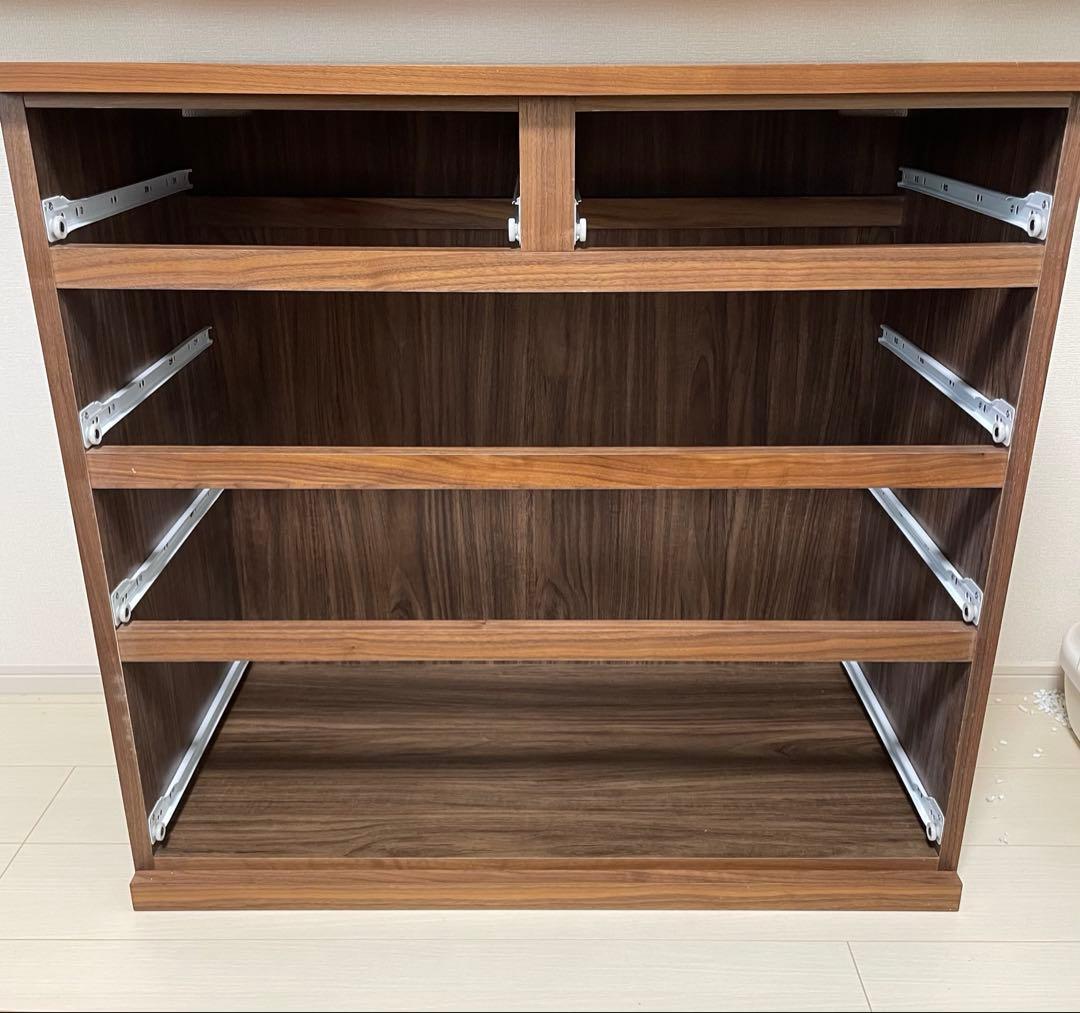 【無印良品 】木製チェスト4段　ウォールナット材突板　幅８８×奥行４４×高さ８３