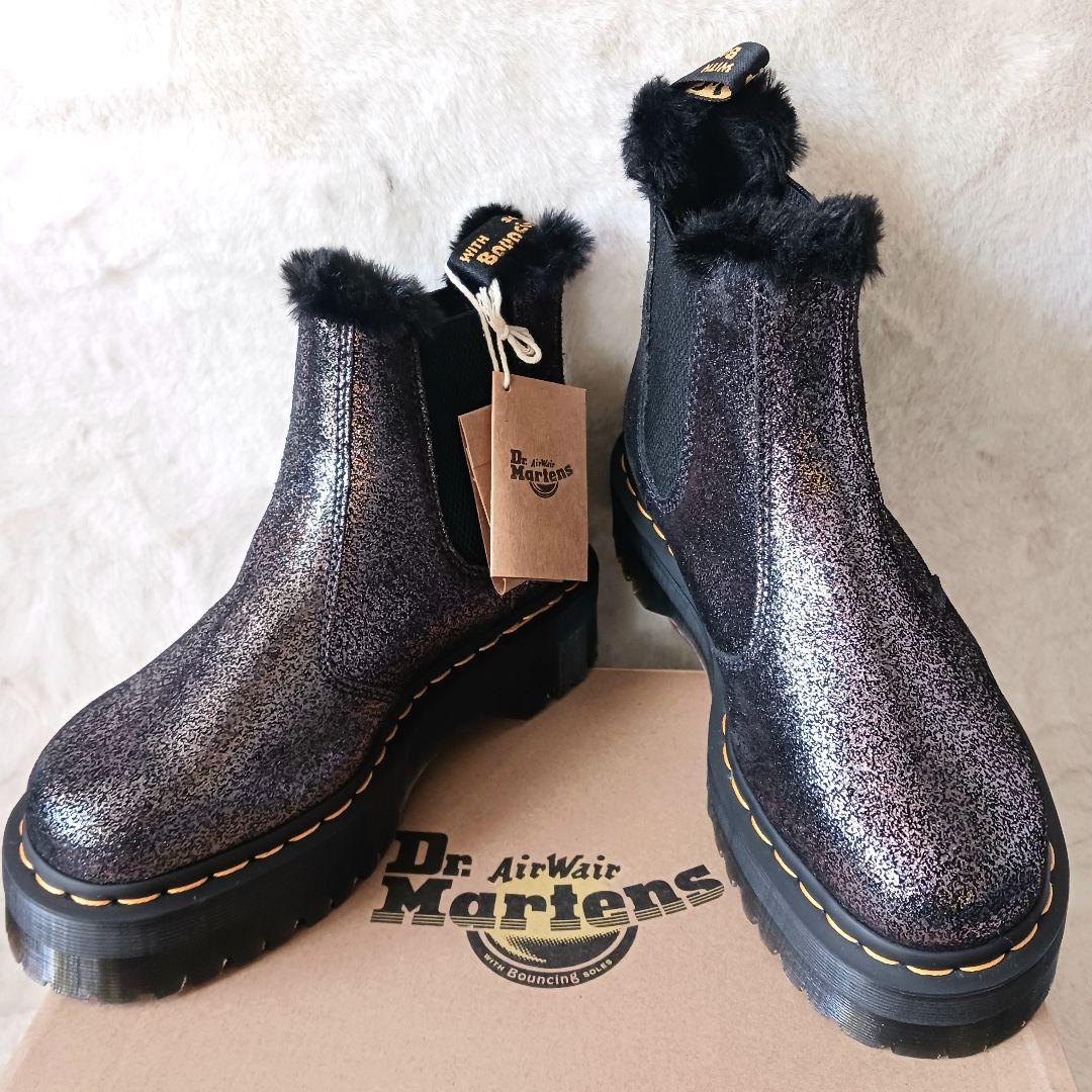 新品　Dr.Martens　サイドゴアブーツ　ボア　厚底　 ブラック　24cm