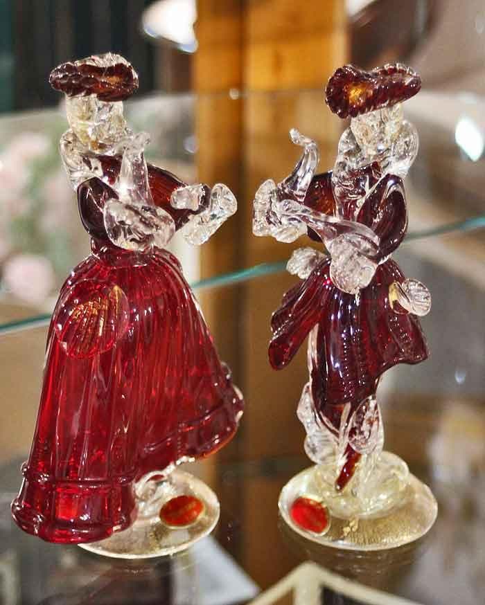セール！ イタリア ベネチアングラス ペア人形 ダンサー 赤 4569-RD