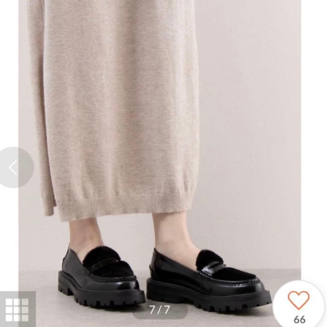 ARTESANOS アルテサノス レザー ×ファー ローファー　黒　ブラック