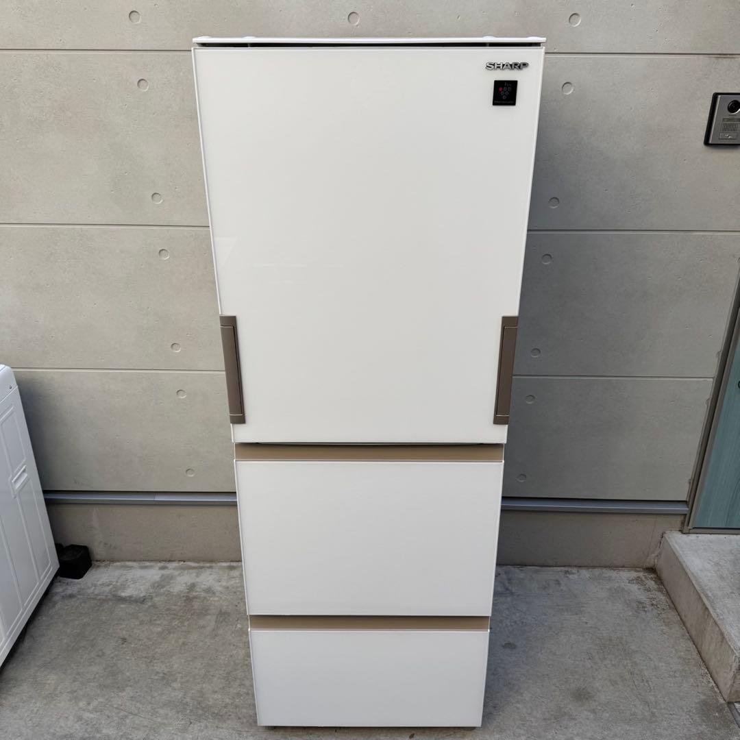 120⭐️2024年製美品★シャープ冷蔵庫3ドア大型自動製氷両開きガラス扉350L