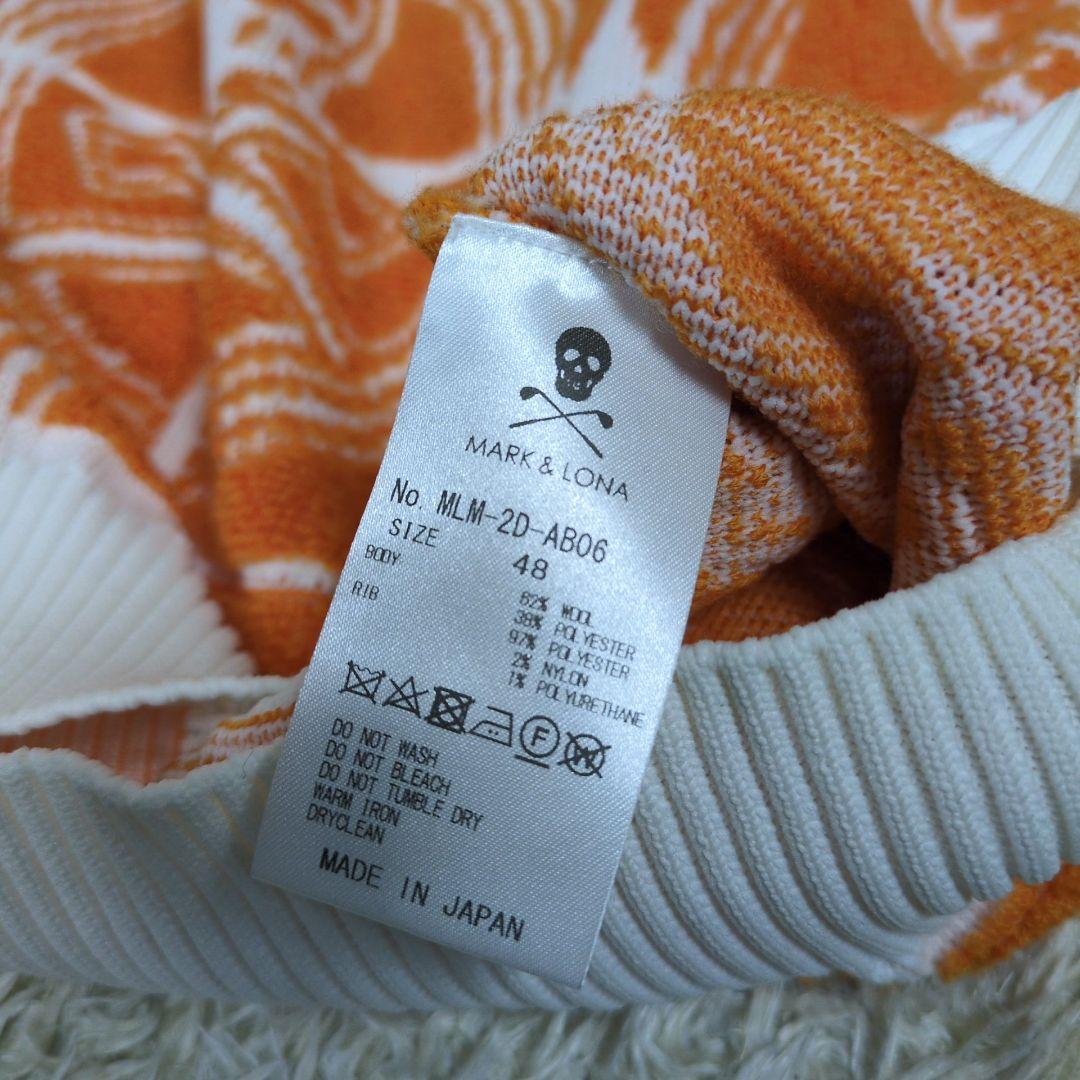 マークアンドロナ ニット クルーネック スカル ウール オレンジ L