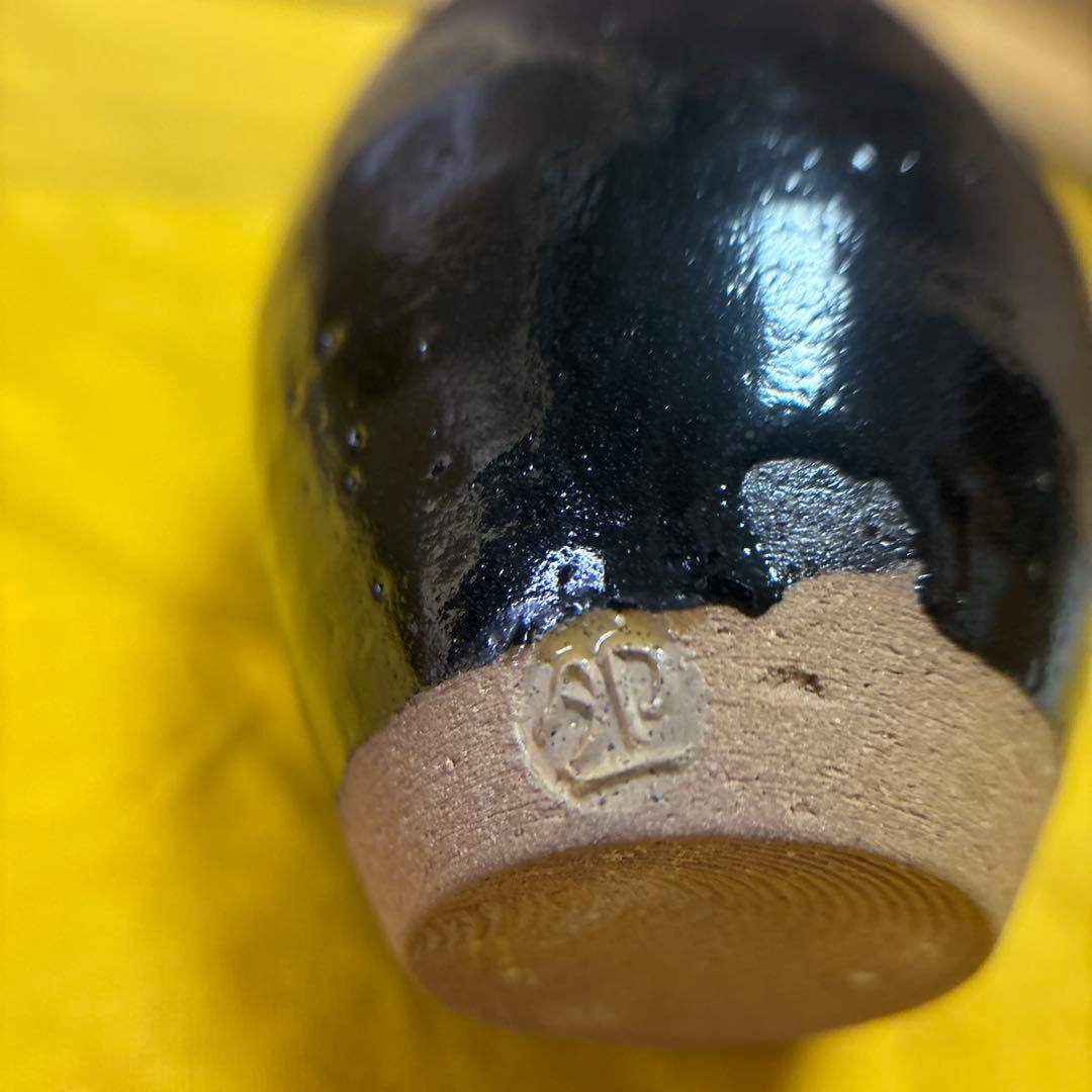 黑釉茶入 清水卯一 古美術 珍品 牙蓋 共箱 共布　仕服310