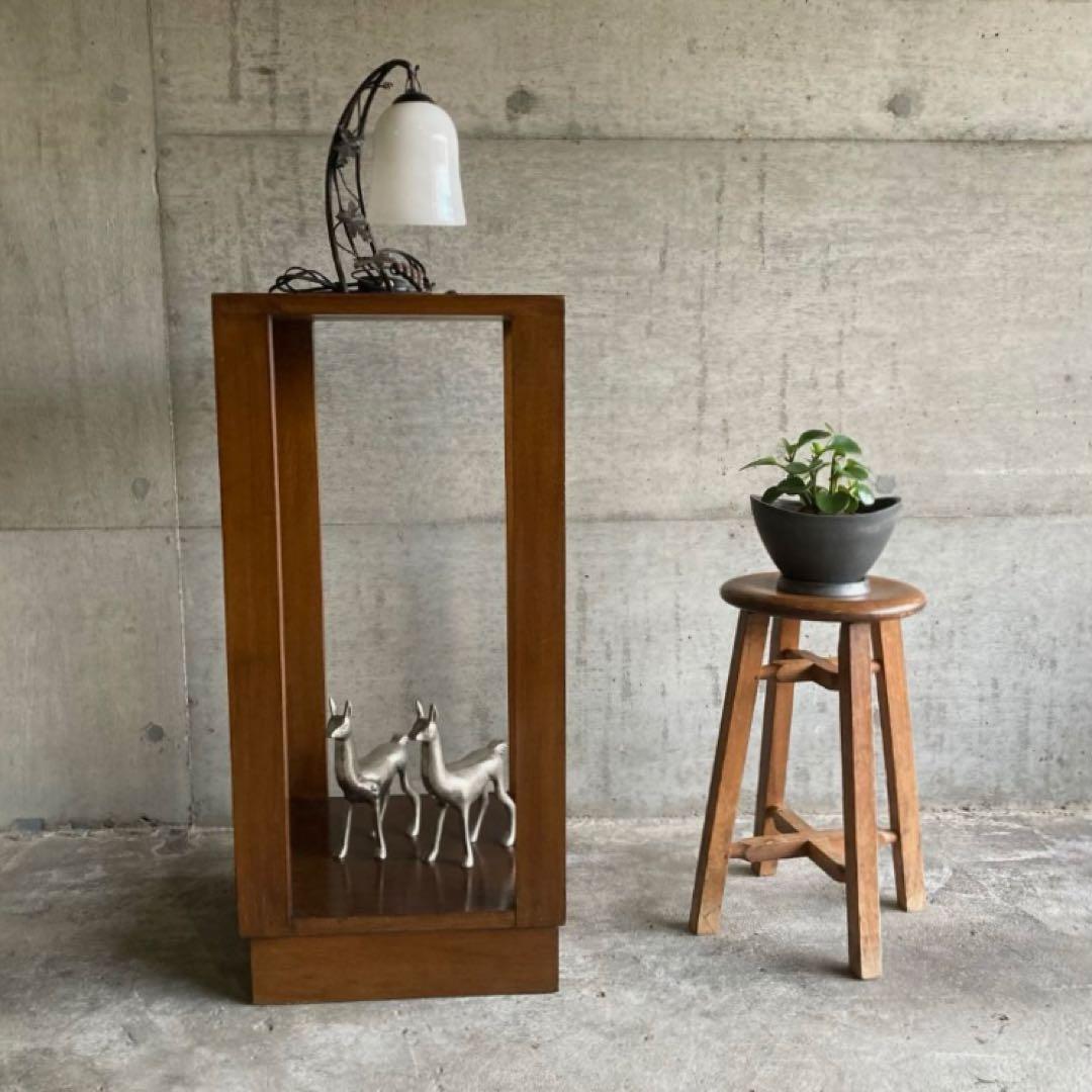 古い味のある飾り台 サイドテーブル 棚 シェルフ ラック スタンド 木製 レトロ