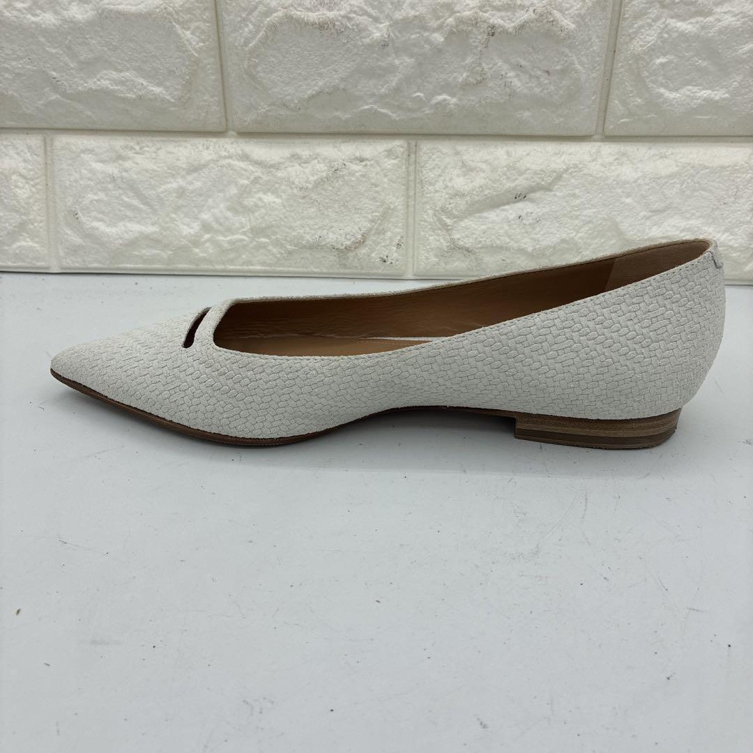 【美品】ペリーコ アネッリ ポインテッドトゥ フラットパンプス 36 ホワイト