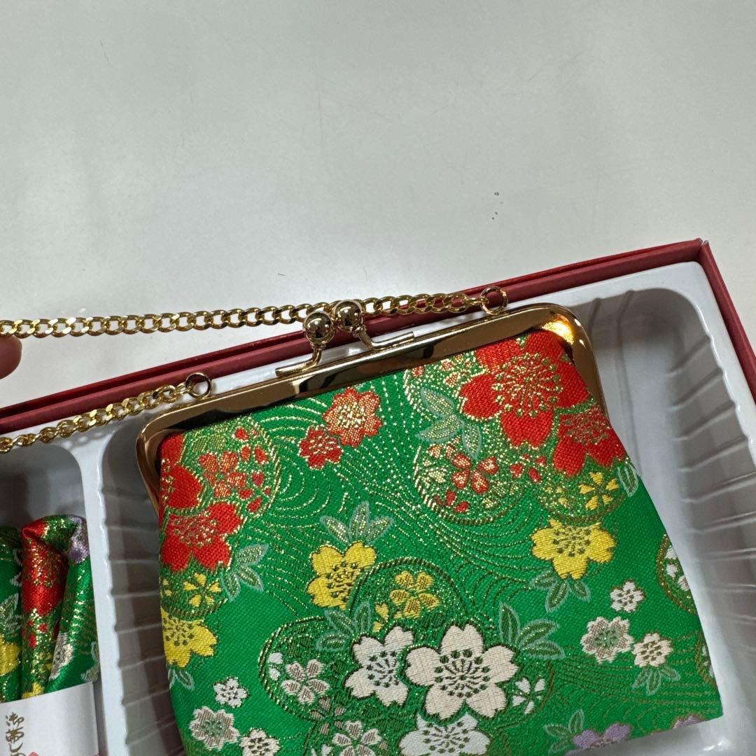 七五三 はこせこセット 緑色 日本製　7歳 21.0センチ