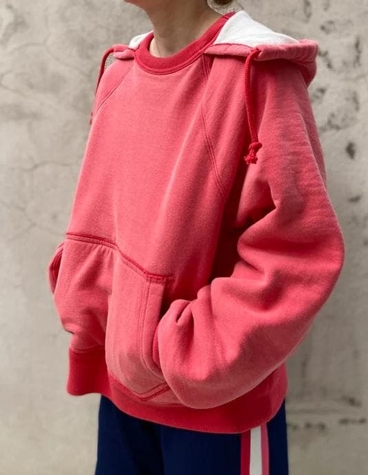 FUMIKA_UCHIDA/2-TONE PULLOVER HOODIE　レッド