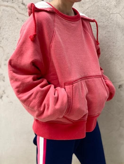 FUMIKA_UCHIDA/2-TONE PULLOVER HOODIE　レッド