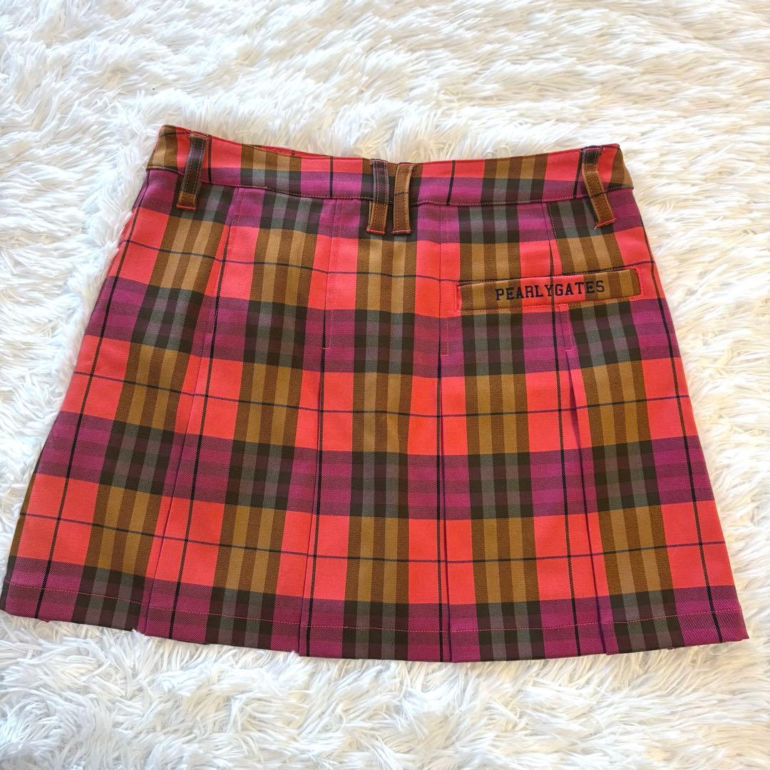 新品未使用品✨パーリーゲイツ S 0 ピンクベース ロゴ刺繍 ゴルフ スカート