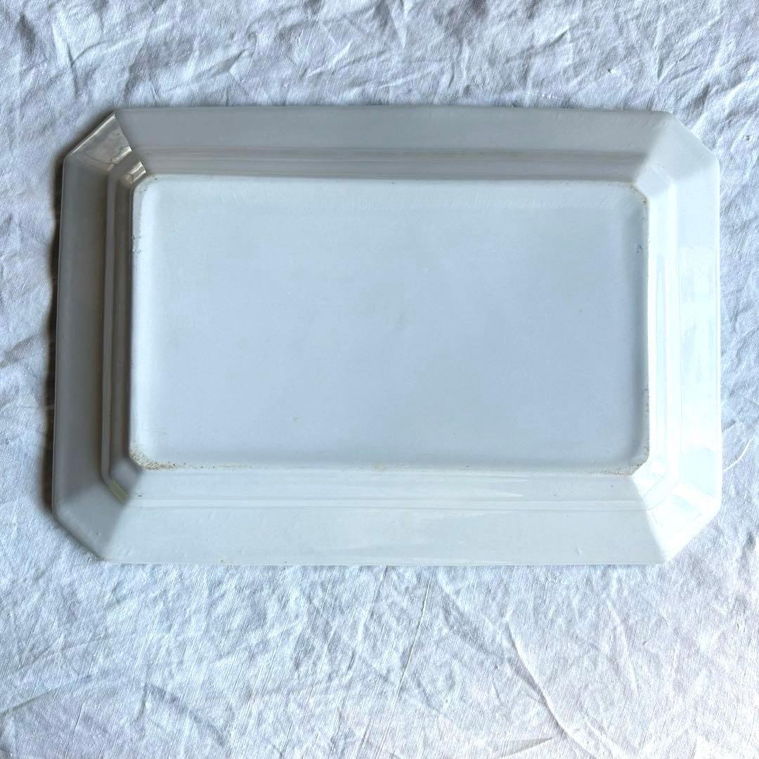 フランスアンティーク　スクエア　レクタングル　隅切り皿　大皿　八角形　長方形皿