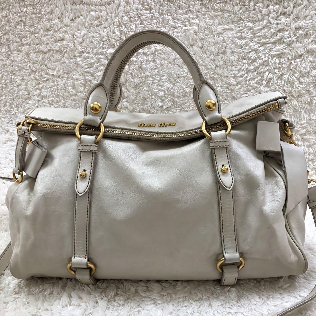 MIU MIU VITELLO LUX ショルダーバッグ 2WAY ホワイト