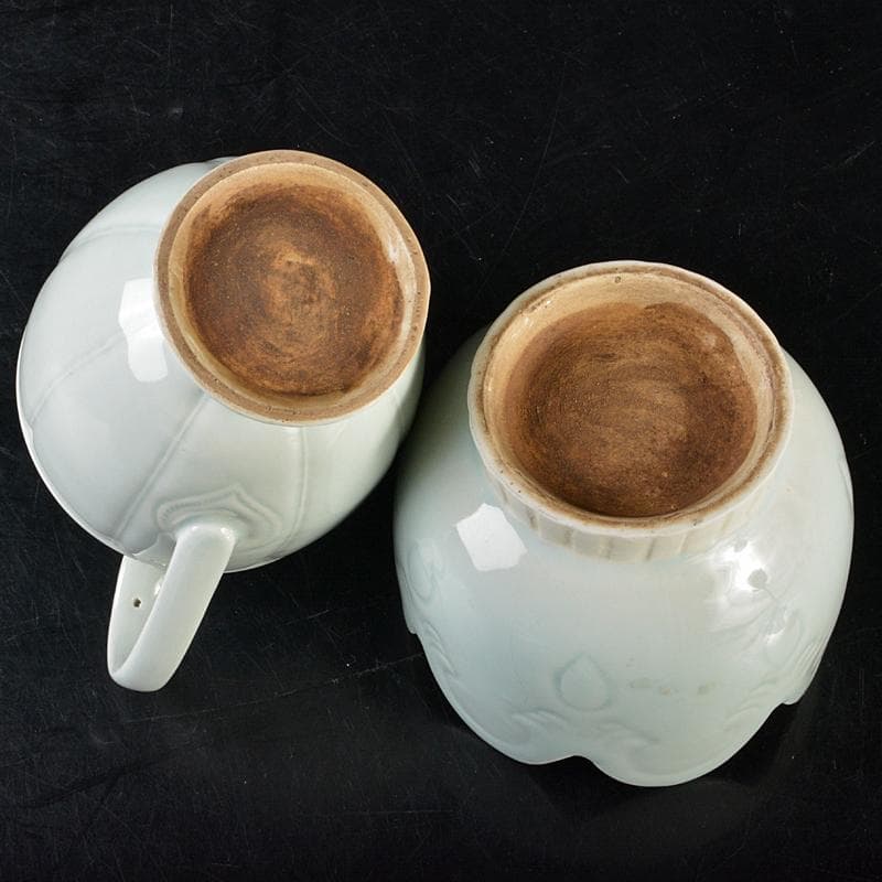 中国　影青　神獣摘　執壷　水注　輪花鉢　2点まとめて　時代箱付　M　R6422B