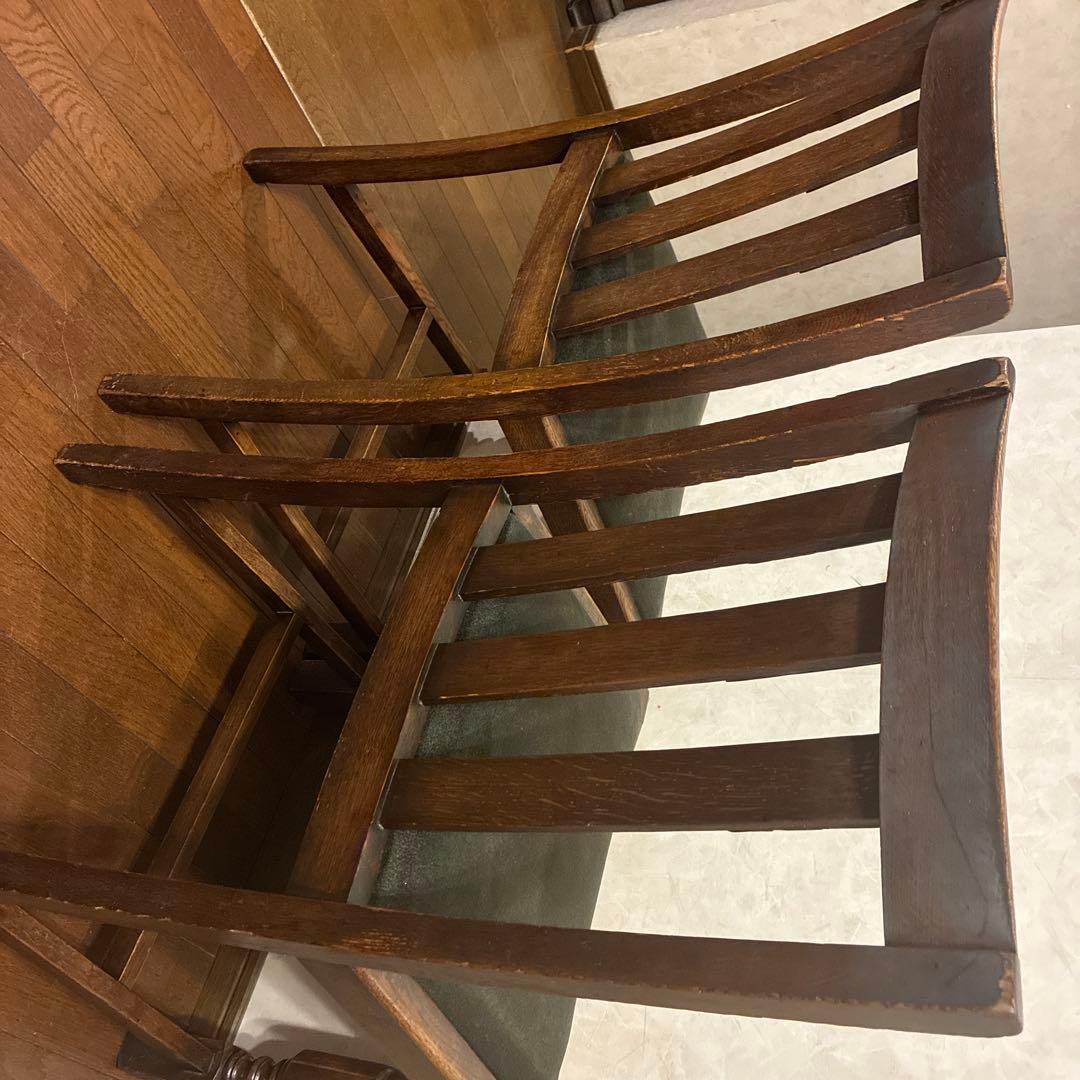 ロイズアンティークス購入 木製スラットバック椅子 2脚セット