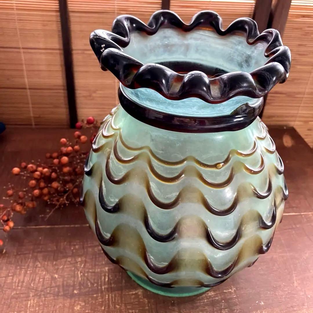 アンティーク　西洋　ガラス　花瓶　ヴィンテージ　スペイン　骨董