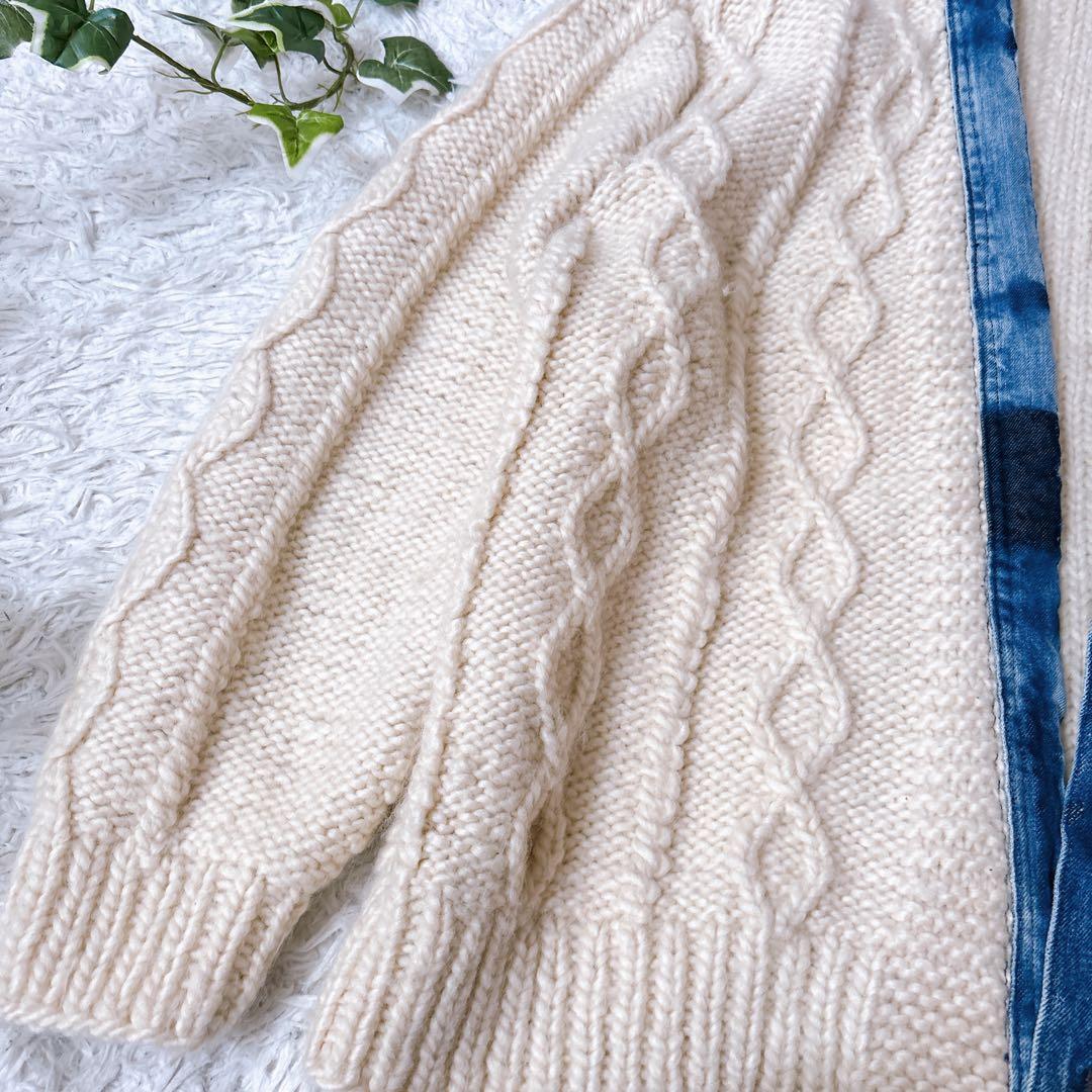 サニーサイドアップ デニムパイピング カーディガン リメイク ケーブルニット