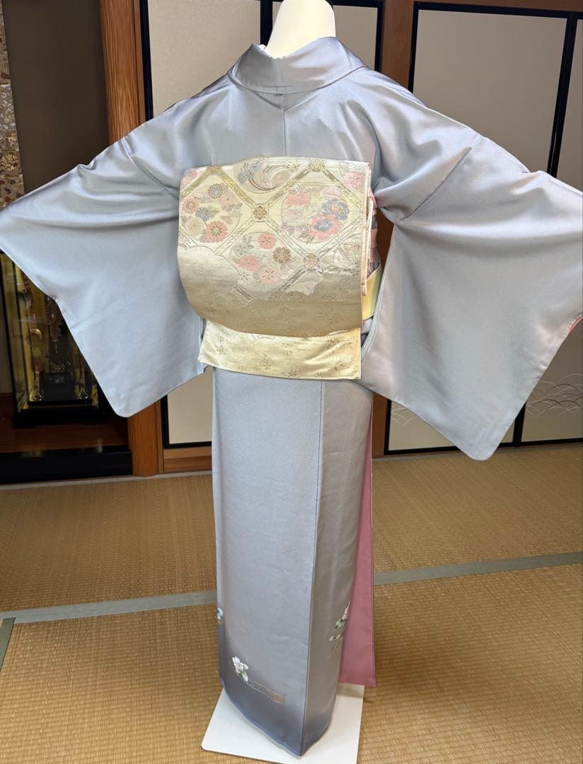 正絹訪問着4点フルセット 訪問着　袋帯　帯締め　帯揚げ