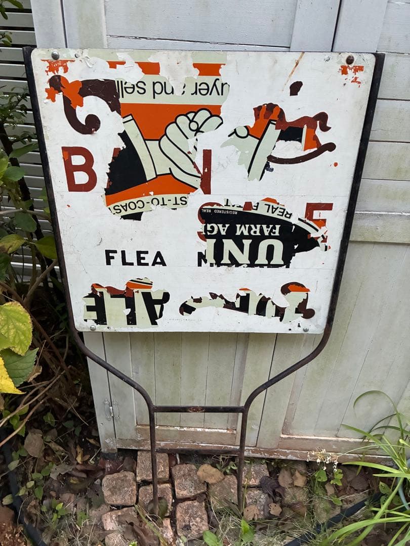 アンティーク　大きな　サイン　プレート　立て　看板　道路　標識　広告　アメリカ