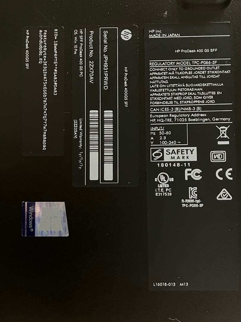 HP ProDesk 400 G5 SF デスクトップPC