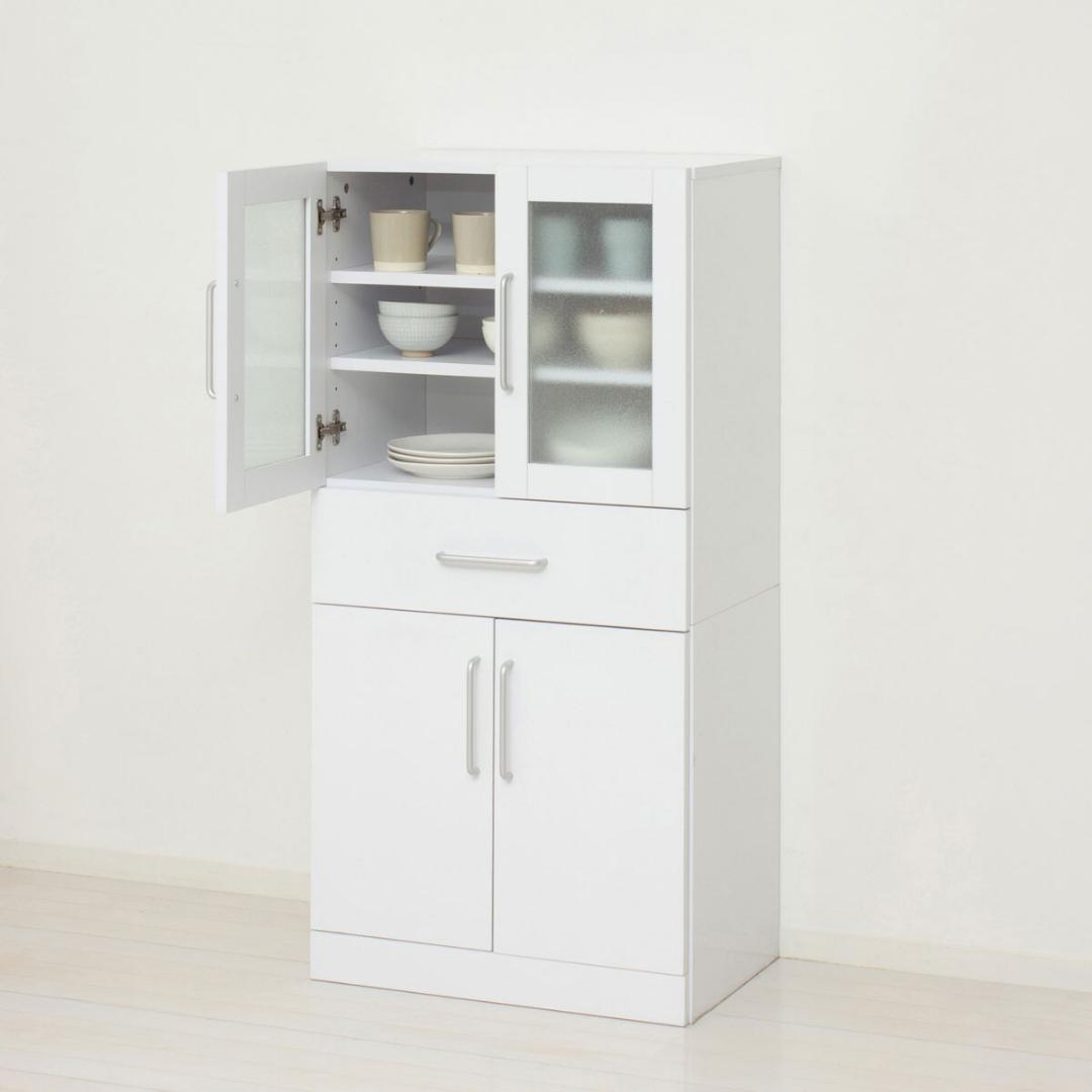 ヌーヴォー　食器棚　サイズ60-120　収納棚　鏡面メラミン仕様　背面化粧仕上げ