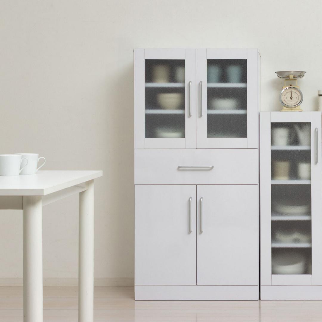 ヌーヴォー　食器棚　サイズ60-120　収納棚　鏡面メラミン仕様　背面化粧仕上げ