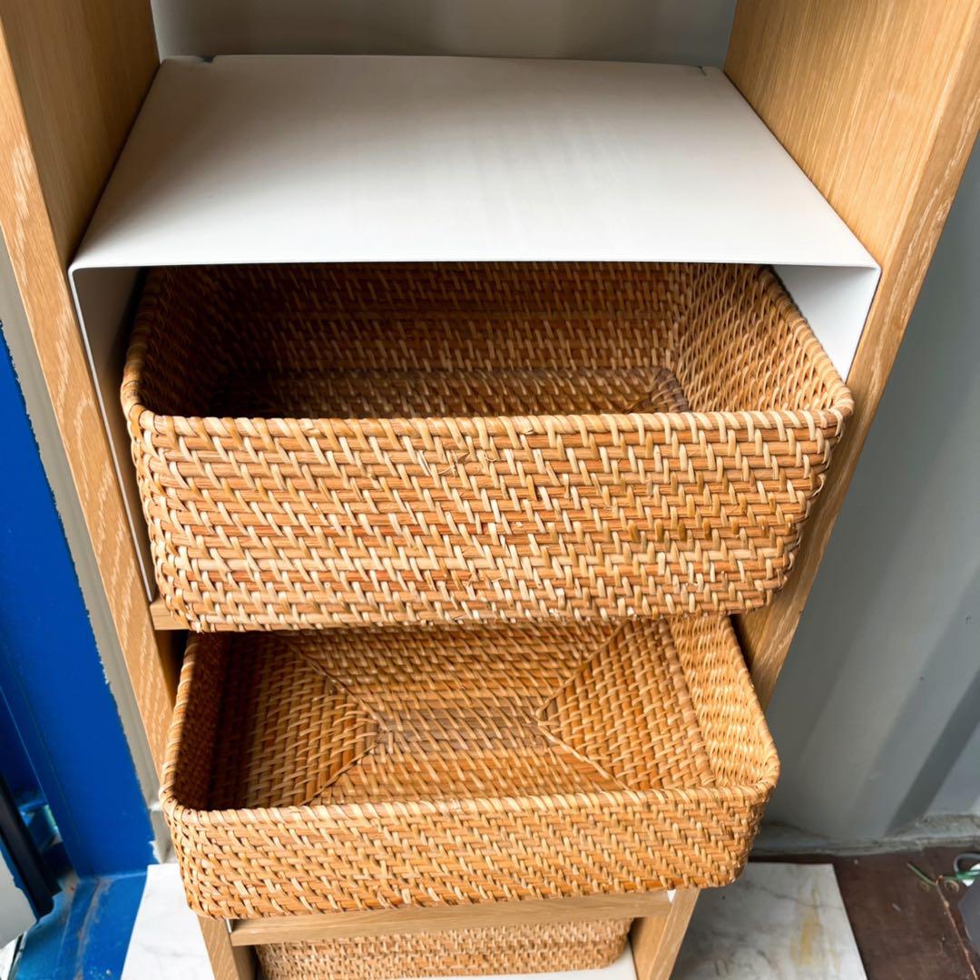 取付無料！無印良品 スタッキングシェルフ 3段 コの字棚・ラタン引き出し付き✨