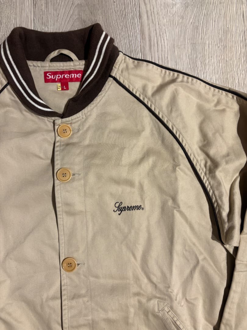 Supreme ベージュジャケット Lサイズ　美品 ベースボール スタジャン