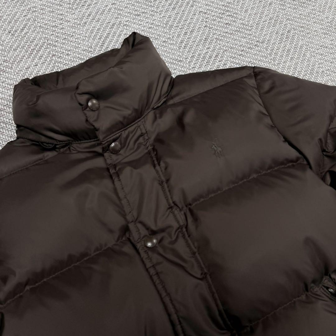 美品 希少 ポロバイラルフローレン 肉厚 ダウンジャケット ブラウン フード M