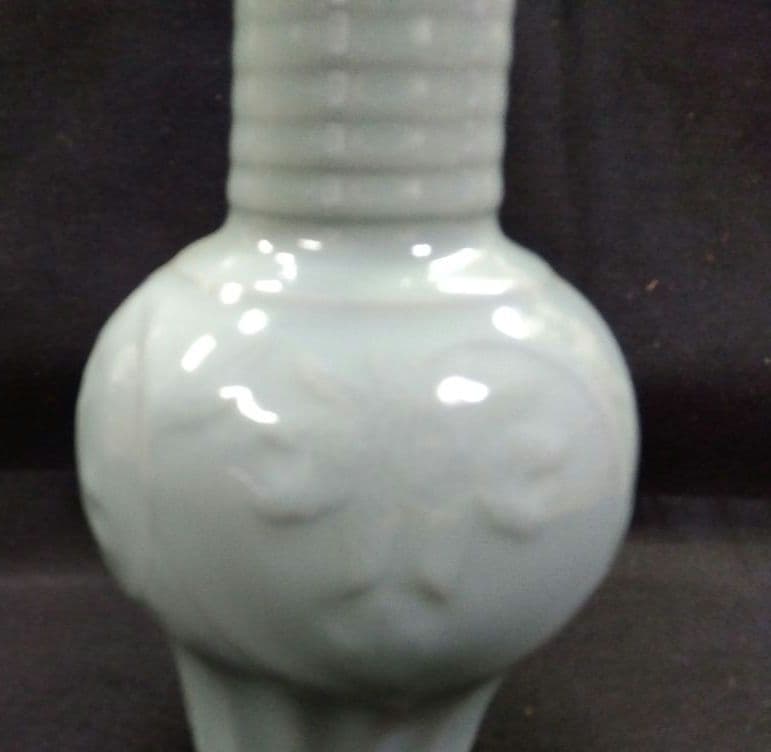 茶道具 花入 青瓷 牡丹 三代 諏訪蘇山 新品 京焼 清水焼 青磁 真花入