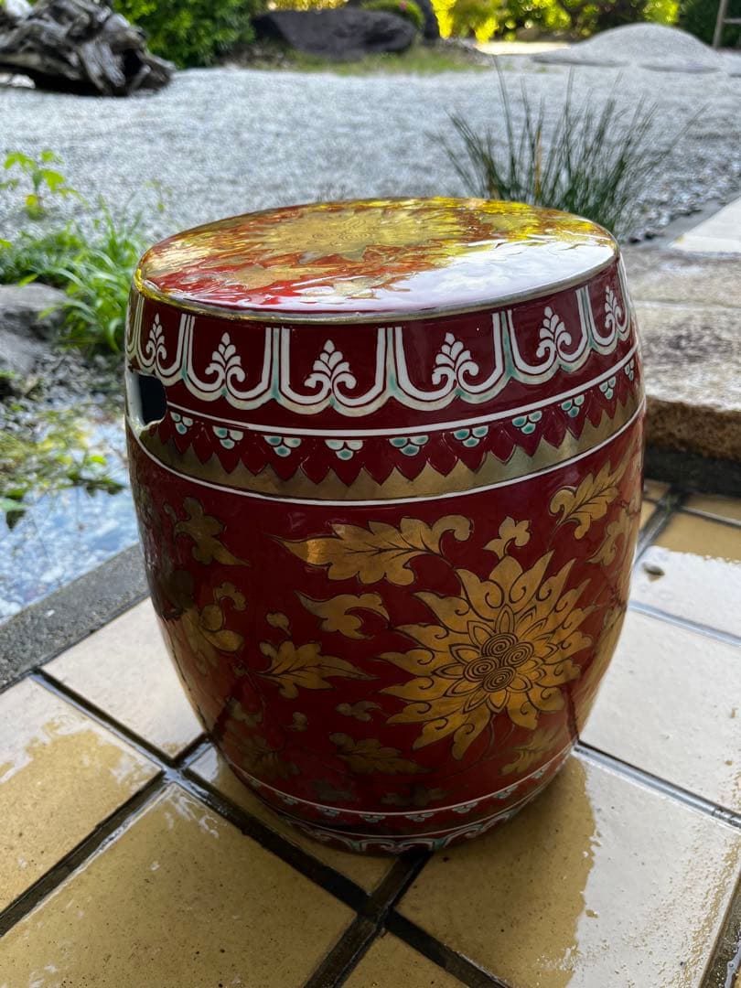 超希少　有田焼　高峰作　陶器製　庭椅子　アンティーク